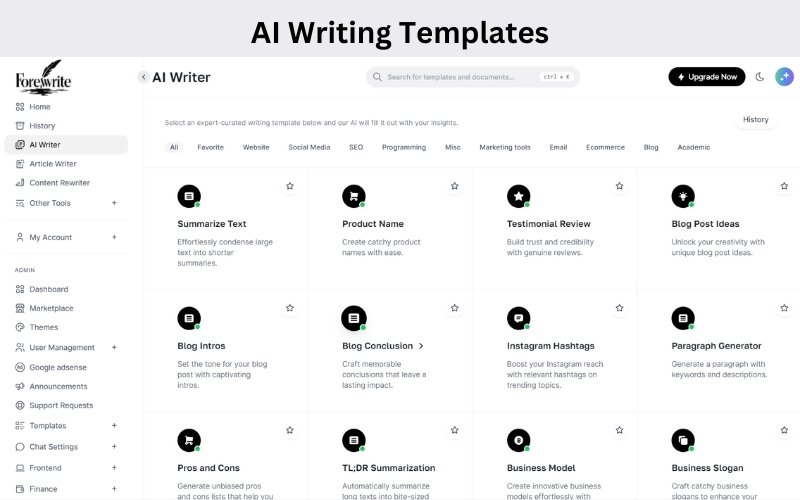 AI Writing Templates