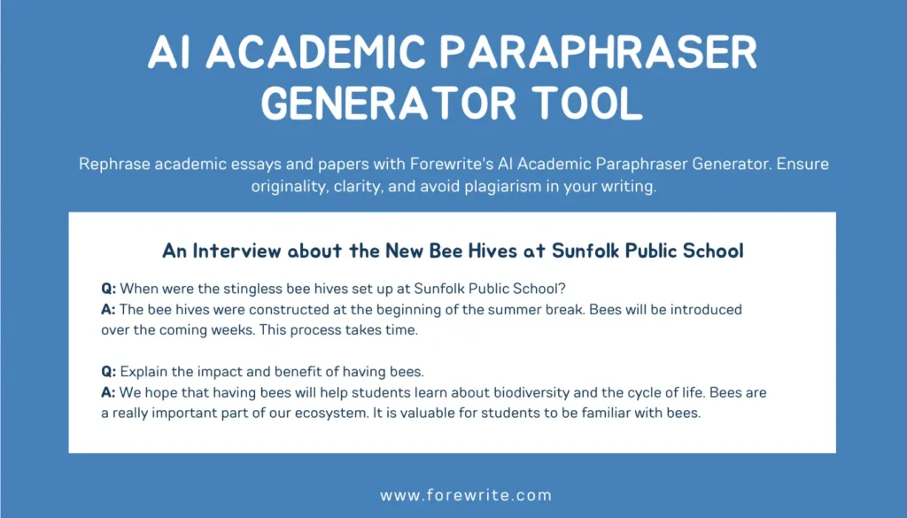 AI Academic Paraphraser Generator tool